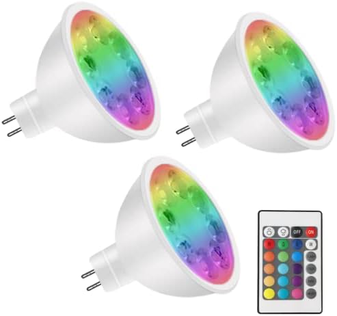 noobibaba MR16 színváltó LED Izzó, MR16 4W LED Izzók 12V GU5.3 Bi-Pin-Bázis, RGB MR16 színváltó Reflektorfénybe, Meleg Fehér+15