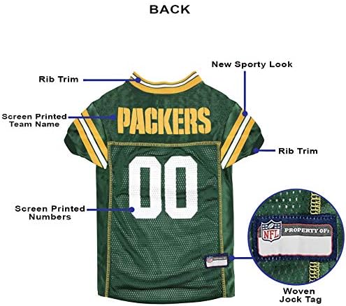 NFL-Green Bay Packers Kutya Jersey-Size: X-Large. Legjobb Labdarúgó Jersey ruha, a Kutya, Macska. Engedélyezett Jersey Póló.