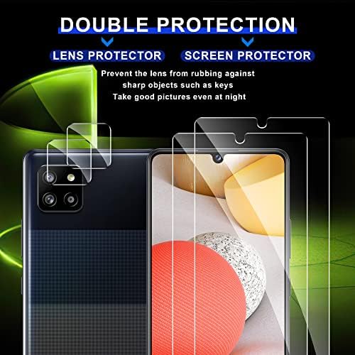 Ogrish 2 Csomag Edzett Üveg kijelző Védő fólia Samsung Galaxy A42 5G - 2 Csomag Kamera Lencséjét Védő HD Világosság【Anti-Semmiből】【Esetben,