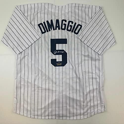 Fax Dedikált Joe DiMaggio New York Csíkos Reprint Lézer Auto Baseball Jersey Méret Férfi XL