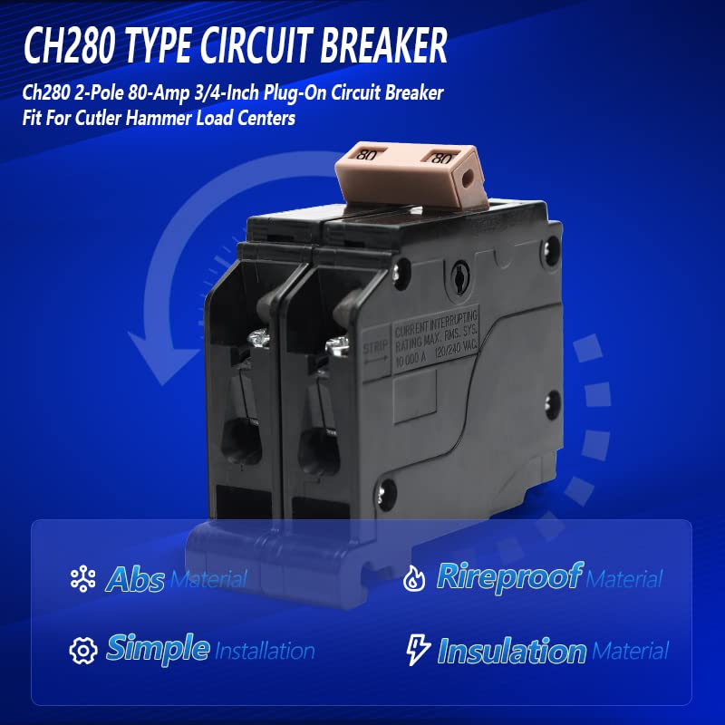 CH280 2-Pólusú 80-Erősítő Áramkör Megszakító, Típus CH 3/4-Inch Plug-A Fröccsöntött Esetben, Circuit Breaker, Termikus-Mágneses Védelem,