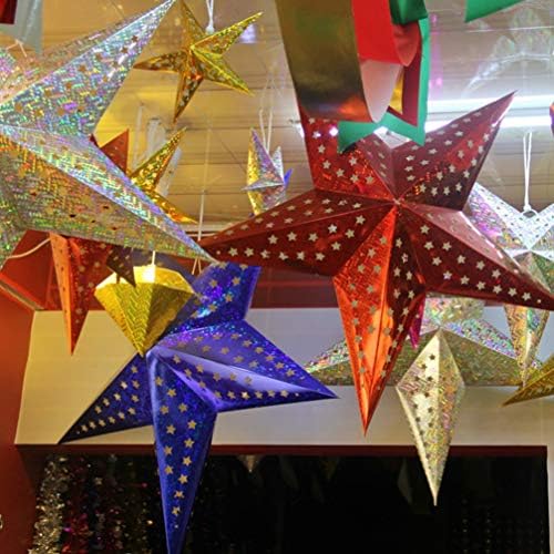 KESYOO 5db Papír Csillag Lámpások Plafonról Lógó Búra LED-Fény, Esküvő, Születésnapi, Karácsonyi Party Dekoráció 30cm Piros