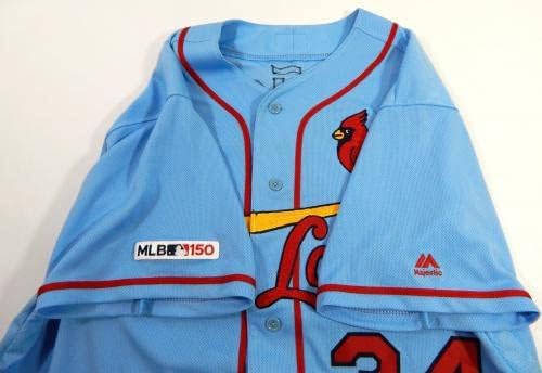 2019 St. Louis Cardinals Yairo Munoz 34 Játék Kibocsátott Jel Kék Jersey-150 P 48 3 - a Játékban Használt MLB Mezek