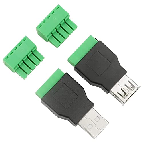 Jienk 4DB USB 2.0, A Típusú Férfi/Női 5 Pin Csavaros sorkapocs-Csatlakozó, Hordozható Dugaszolható Típusú hálózati Csatlakozó Átalakító
