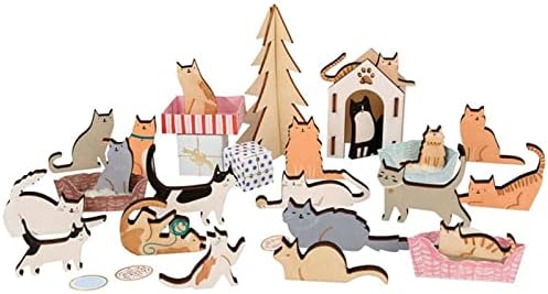 YHNJI Macska Adventi Naptár Bőrönd, Aranyos, Állat, Fa-Föld Adventi Naptár a Karácsonyi Ünnep Naptári Karácsonyi Meglepetés