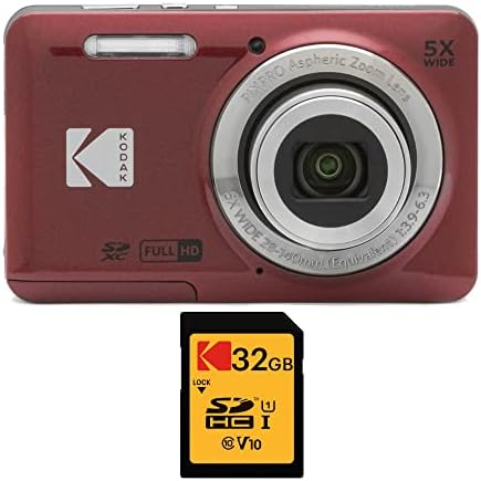 Kodak PIXPRO Barátságos Zoom FZ55 (Piros), a 32 gb-os Memória Kártya Csomag