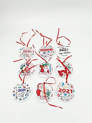 2Pack 2021 karácsonyfa Lógó Díszek Kerámia Karácsonyi Függő Dekoráció Karantén Dísz, Otthon, Fél, egy Gyönyörű Doboz