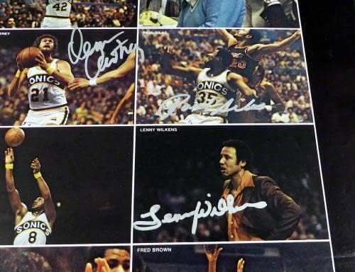 1978-79 NBA-Bajnok Seattle Supersonics Dedikált 17x22 Poszter, Fotó, 9 Összesen Aláírás Beleértve Fred Brown & Lenny Wilkens MCS Holo 51044