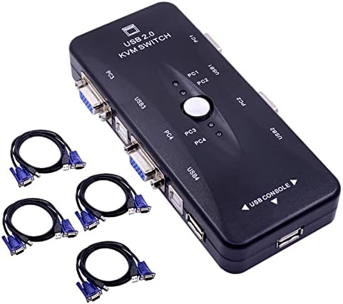 SUTK 4 Port USB 2.0 KVM Kapcsoló Switcher 1920 * 1440 VGA SVGA Kézi Splitter + 4db Kábelek Billentyűzet, Egér, Monitor