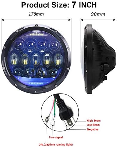 130W Exkluzív Kék Projektor Lencse, 7 hüvelykes LED-es Fényszórók Amber indexet/DRL Izzók Készlet Kompatibilis a Jeep Wrangler