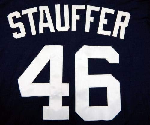 2014-ben a San Diego Padres Tim Stauffer 46 Játék Kiadott Haditengerészet Jersey JC Patch - Játék Használt MLB Mezek