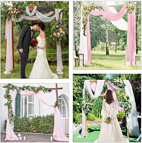 Esküvői Boltív Izolálása Szövet,2 Panelek Fehér+Rózsaszín Tüll Felső Hátteret Függöny Esküvői Szertartás Fél Ünnep Háttér Dekoráció