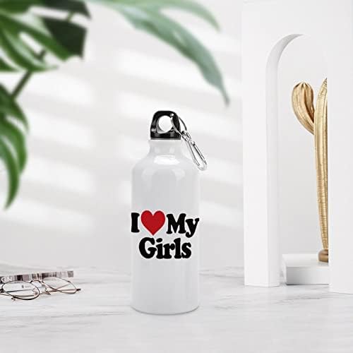 Szeretem A Lányokat Sport Alumínium Palack Hordozható Sport palackokkal együtt Karabiner, valamint Csavar Kupak