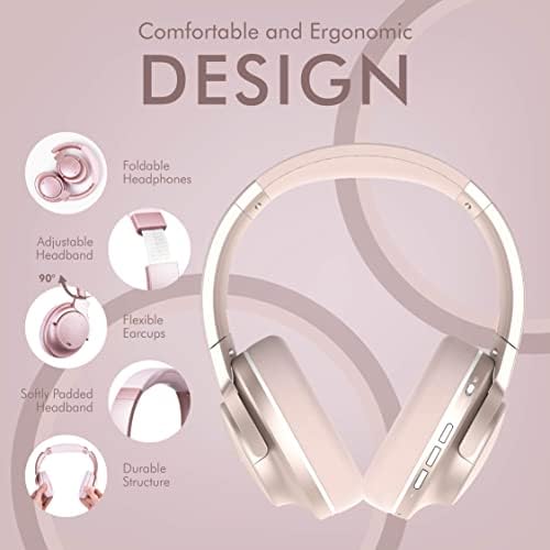 Bluetooth Fejhallgató, PowerLocus Bluetooth Fejhallgató fejhallgató, Passzív zajszűrős Fejhallgató Mikrofonnal, 70Hrs Játékidő, Összecsukható