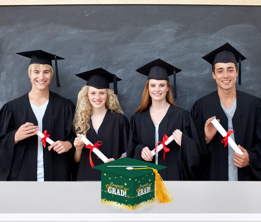 2023 Érettségi Kártya Doboz Jogosultja Zöld Congrats Grad Szavak Érettségi Dobozok Ballagási Party Dekoráció Érettségi Kap Tassel Kártyabirtokos