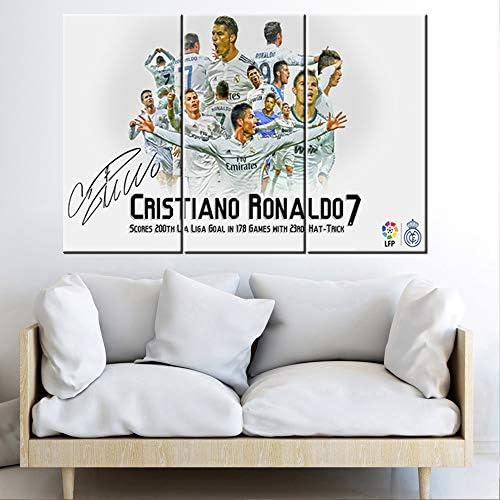 TUMOVO 3 Darab Cristiano Ronaldo Plakátok Wall Art FC Sport Foci Vászon Művészeti Dedikált Futball Fotó, Fénykép, Kép, Fali Dekor, Keretes