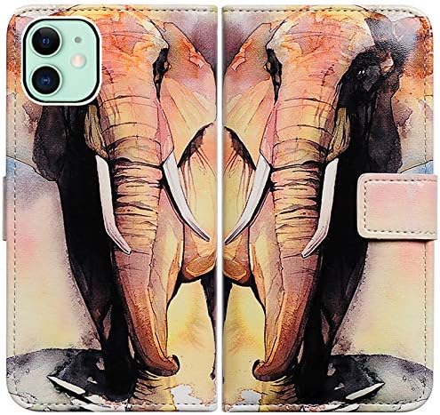 Bcov iPhone 12 Tárca az Esetben,iPhone 12 Pro Esetben, Barna Elefánt Stílus Többfunkciós Pénztárca Bőr tok Flip Cover Multi-Kártya nyílás