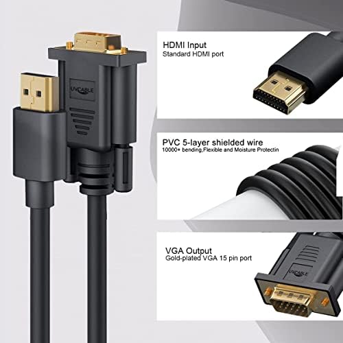 HDMI-VGA Kábel 6 Ft, 5-Pack Aranyozott Számítógépet HDMI-VGA Monitor Kábel Adapter Férfi MaleCord a Számítógép, Asztali, Laptop, PC, Monitor,