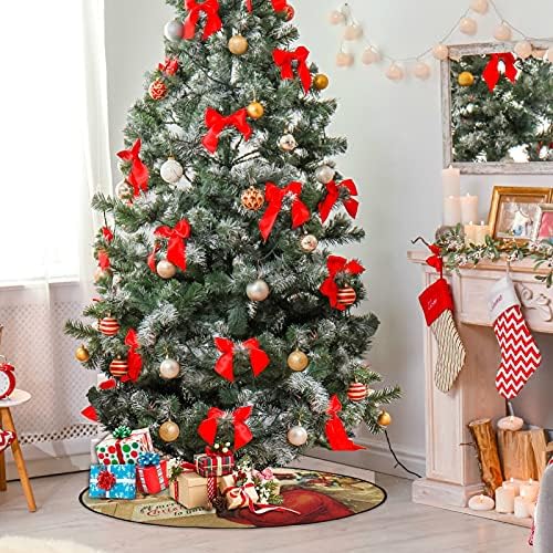 visesunny Boldog Karácsonyt, Mikulás Vintage Tündér karácsonyfa Alátét Fa áll Szőnyeg Padló Protector Nedvszívó Fa Állvány Tálca