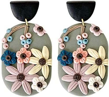 Kézzel gyártott Polimer Agyag Fülbevaló Színes Virág Agyag Fülbevaló a Nők, Lányok Ékszerek