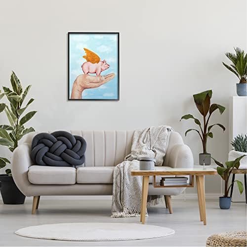 Stupell Iparágak Repülő Disznó Palm Szárnyak Puha Felhők Illusztráció,Design by Coco de Paris