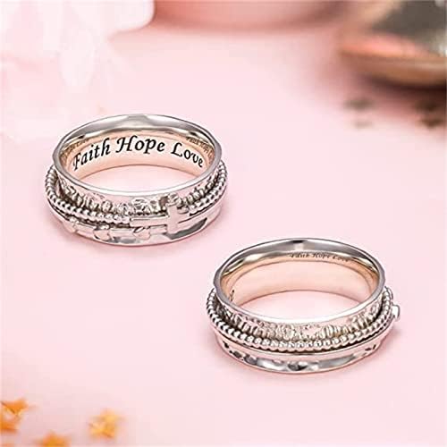 Női Gyűrűk, Egyszerű Személyiség Turnable Gyűrűk, jegygyűrűk, Alufelni Gyűrűk Polimer Gyűrűk (Ezüst, D)