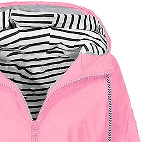 Tavaszi Tunika Hosszú Ujjú Női Kabátok Hivatal Alkalmi Vékony Szilárd Kabát Kapucnis Eső Zip Fel Felszerelt Dzseki Női Ruházat Rózsaszín