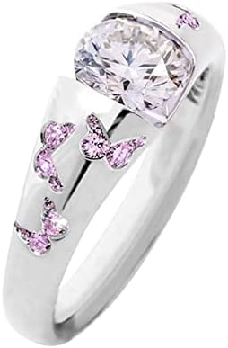 Vékony Gyűrű Divat Egyszerű, Aranyos Pillangó Cirkon Gyűrű Személyiség Színes Gyűrű a Nők Megfelelő Anime Gyűrűk (B, Egy Méret)
