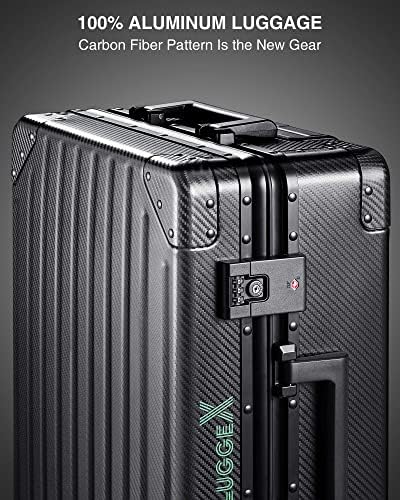 LUGGEX Alumínium Bőrönd Folytatni, 20 Hüvelykes Nem Cipzár Poggyász Fém Bőröndöt, Előkelő Szénszálas Minta Elegáns Utazás (Fém Tovább Csomag)