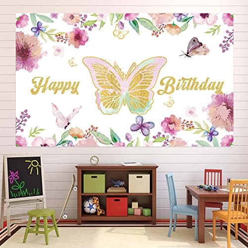 Pillangós Születésnapi Hátteret, Party Dekoráció Pillangó Tavaszi Téma Fél Háttér Banner Jelek Szívességet Ellátás Pillangó Szülinapi