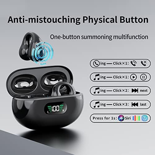 Kinganda Klip Fülhallgató Vezeték Nélküli Bluetooth-V5.3 Nyitott Fejhallgató,80 Óra Játékidő a Töltés az Esetben,IPX4 Vízálló