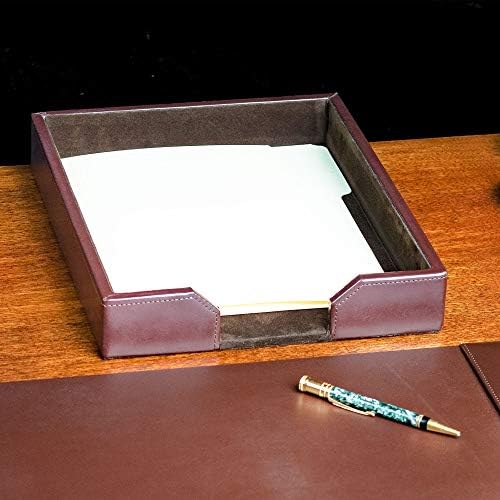 Dacasso Ragasztott Bőr Asztalon Tálca Luxus Levelet, Holder & Papír Szervező az Asztal, Sötét Barna