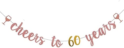 WEIANDBO Egészség 60 Év Rose Arany Glitter Banner,Előre Felfűzve,60 Születésnap/házassági Évforduló Parti Dekoráció Sármány Jel Hátterekkel,egészség