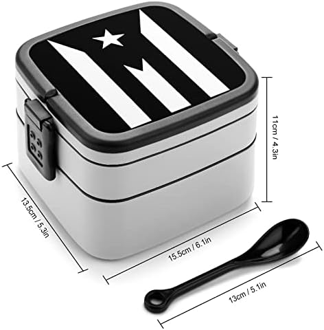 Puerto Rico Fekete Zászló Büszkeség Nyomtatás Minden Egy Dupla Réteg Bento Box Felnőtt/Gyerekek uzsonnás Doboz Készlet Étel elkészítése