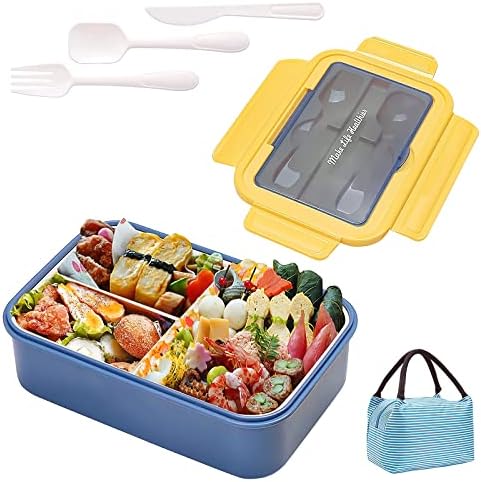 Landmore Bento Box Ebédet a Gyerekek Felnőttek, 1100 ML Bento Ebédet a Gyerekeknek, 3 Rekeszes Eszközök, Ebéd Bag, Szivárgásmentes