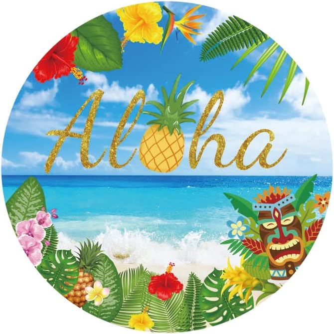 Yeele 6.5x6.5ft Aloha Kerek Hátteret Nyáron a Trópusi Virágok Tengerparti Fotózás Háttér Tiki Dekorációk, Szülinapi Hawaii Party