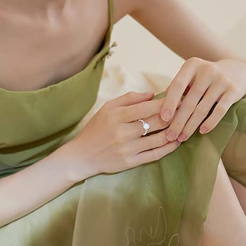 Divat Gyűrű Fehér Tűz Opál CZ Ezüst Divat Ovális Gyűrű Női Cirkónia Esküvői Ékszerek a Nők, Lányok