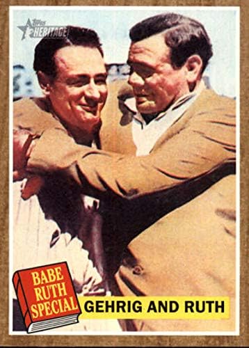 2011 Topps Örökség 140 Babe Ruth Yankees Gehrig, Ruth MLB Baseball Kártya NM-MT