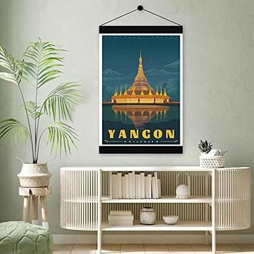 Mianmar Yangon Vintage Travel Plakátok a Világ minden tájáról Táj Wall Art Nyomtatás Dekoráció Festés Ajándék, lakberendezési Matricák