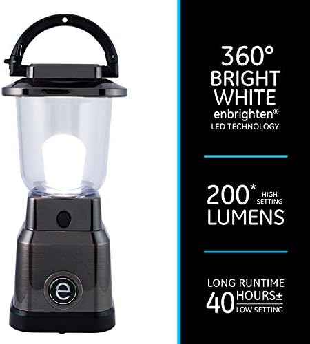 Enbrighten Mini LED Lámpa, Akkumulátoros, Fényes, Fehér, 200 Lumen, 40 Órás Futás, 3 Fényt, Szint, Ideális a Szabadban, Kemping, Hurrikán,