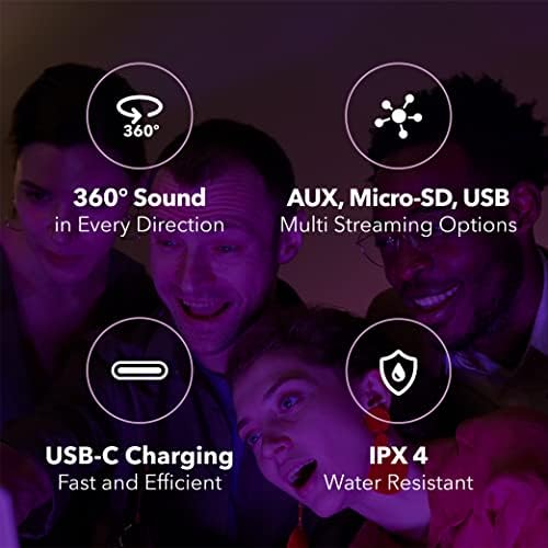 KNZ MOZARTO Ragyogás S Bluetooth 5.3 Hangszóró Dinamikus RGB Lightshow, 10W, Igaz Vezeték nélküli Módban van, AUX/microSD/USB Streaming,