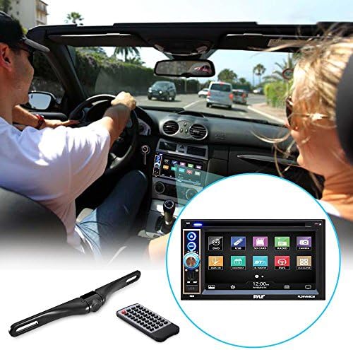 Pyle Prémium 6.5 Inch-es Dupla Din autórádió, Bluetooth Vevő Fejegység, Fordított Biztonsági Kamera, Autós Videó, Érintőképernyő, Vízálló,