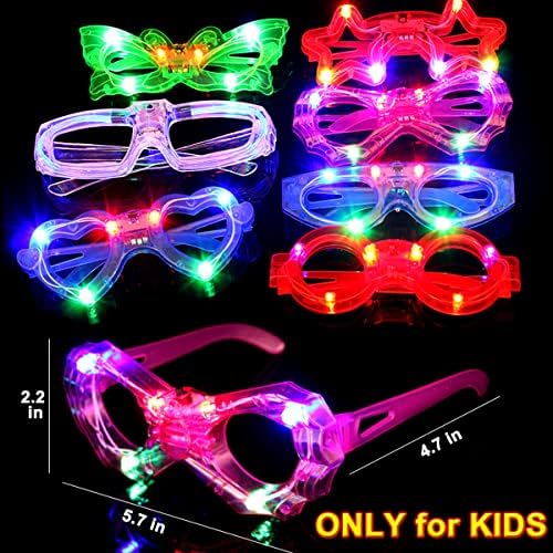24 Csomag LED Szemüveg gyerekek Világít a sötétben, Party Kellékek Szívességet,6 LED-es 6 Formájú Szemüveg Villogó Műanyag