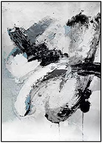 QJIAN Nagy Méretű Absztrakt Fekete-Fehér Táj Textúra Wall Art Kép, Absztrakt Festmény lakberendezés (Szín : D, Méret : 70x100cm keret