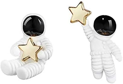 18K Aranyozott 3D Szabálytalan Fehér Űrhajósok Űrhajós Golden Star medál Fülbevaló