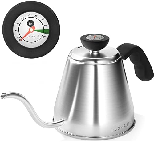 LuxHaus Öntsük Vízforraló - Hattyúnyak Kanna Hőmérő - Kávé, Tea Készítő Tűzhely - 40oz