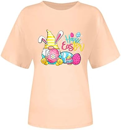 Boldog Húsvéti Pólók Női Aranyos Rabbit Nyomtatás Póló, Vicces Nyuszi Grafikus Rövid Ujjú Felsők Alkalmi Legénység Nyak Blúz