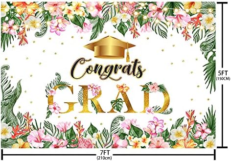 MEHOFOND Congrats Grad Hátteret Nyáron Érettségi Banner Osztály 2023 Bál Dekorációs Kellékek Zöld Levelek, Virág Fotózás