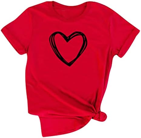 Blusas Manga Corta con Estampado corazón para Mujer 2023 Camisetas Cuello Redondo Camisetas Verano Camiseta de Moda