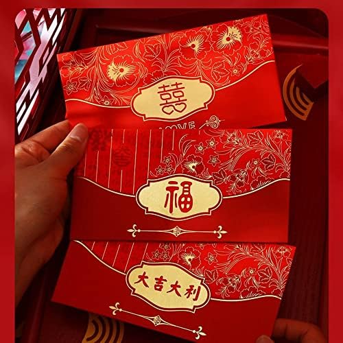 10 Db Piros Boríték Fu Karakter Kínai Hongbao Piros zsebbel, Szerencse, Pénz Új Évben Kedvező Vörös Borítékok Ajándék Csomagolás